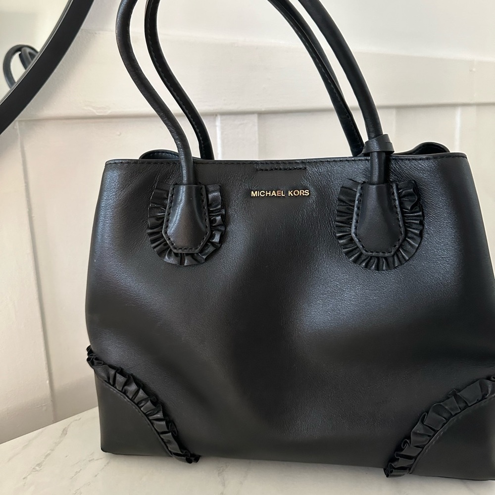 Michael Kors Mercer Gallery Small Ruffled Leather Satchel